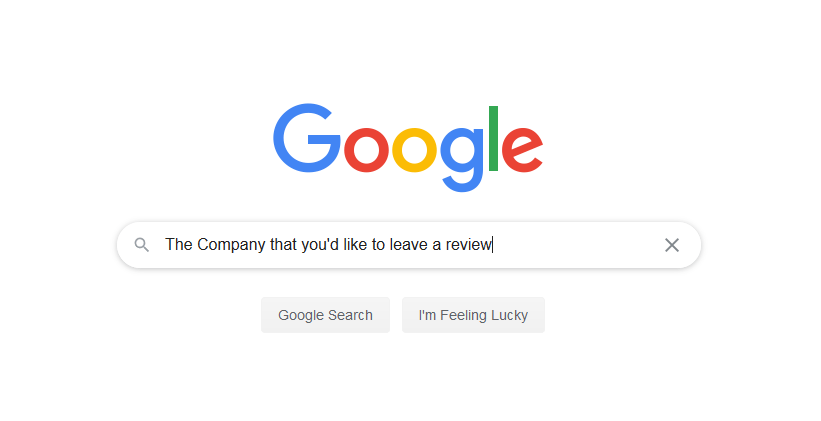 How to leave a google review - Step 1 Google the company name