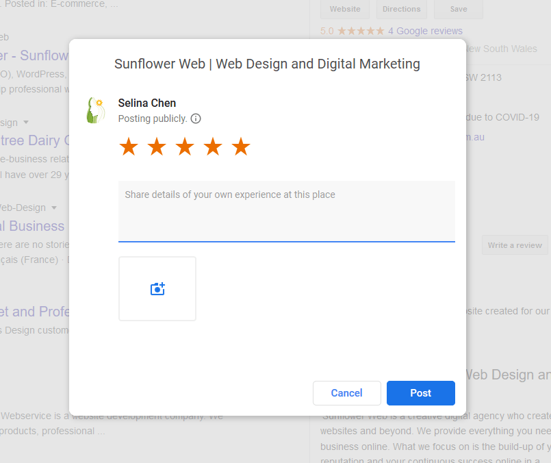 How to leave a google review - step 3